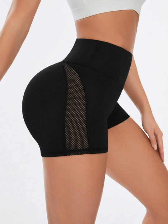 Yoga Basic Mesh Patchwork Slim Fit Sexy Yoga Sports Shorts