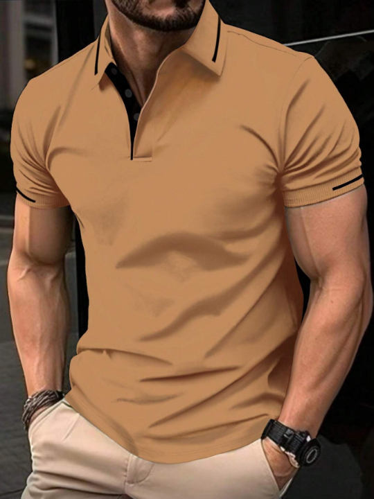 Men's Solid Short-Sleeved Polo Shirt