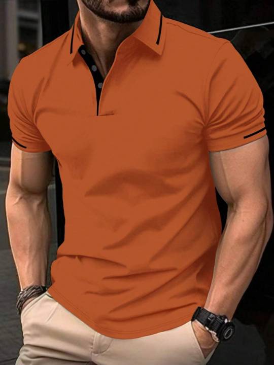 Men's Solid Color Short Sleeve Polo Shirt