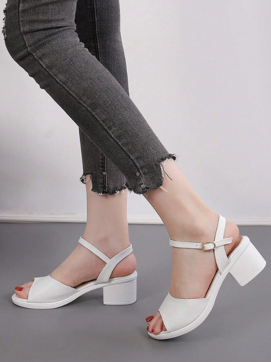 White High Heeled Wedge Sandals With Ankle Strap For Women, New Summer Style