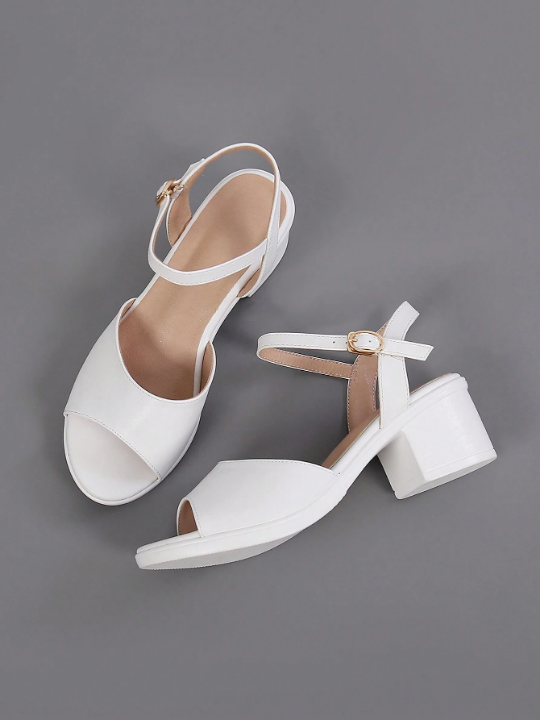 White High Heeled Wedge Sandals With Ankle Strap For Women, New Summer Style