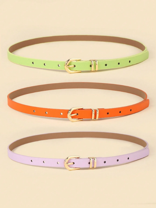 3pcs/Set Simple & Fashionable & Versatile Decorative Women's U-Shaped Buckle Belt