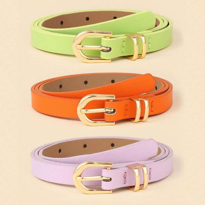 3pcs/Set Simple & Fashionable & Versatile Decorative Women's U-Shaped Buckle Belt