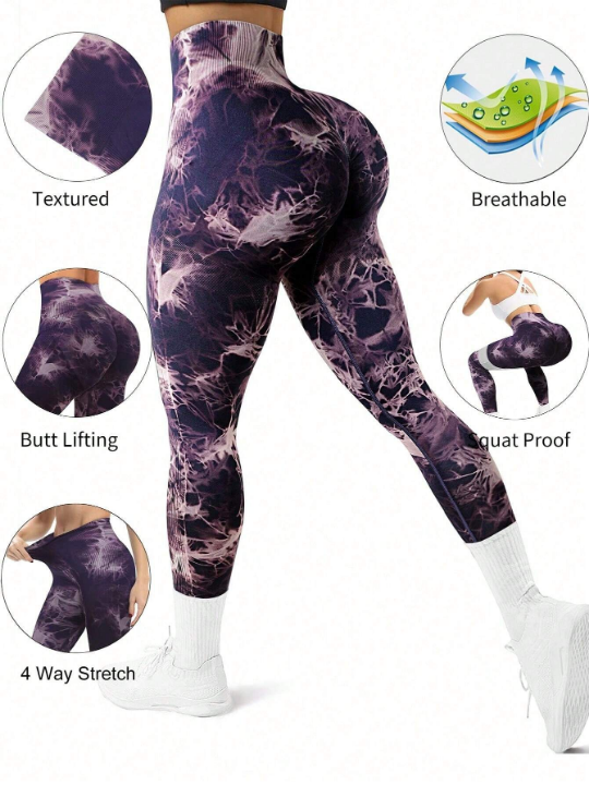 Yoga Basic Tie-Dyed Seamless High-Elasticity Sports Leggings