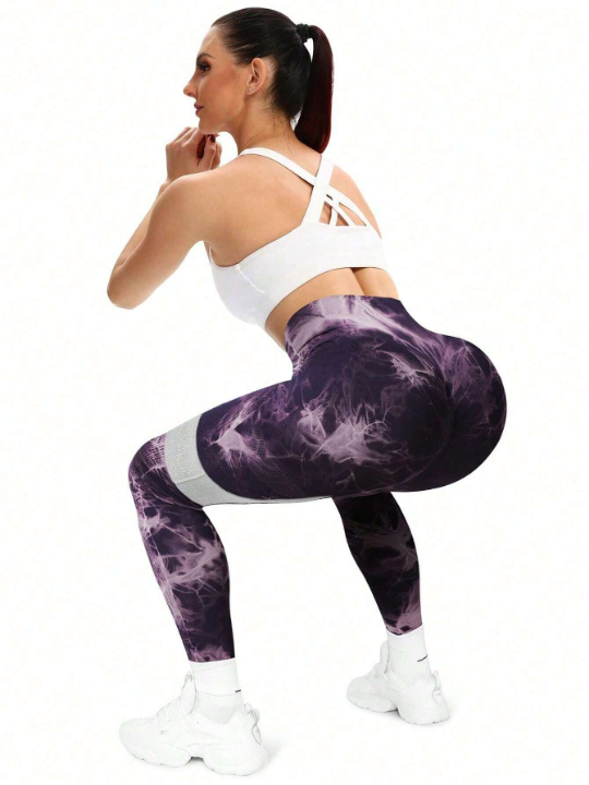 Yoga Basic Tie-Dyed Seamless High-Elasticity Sports Leggings