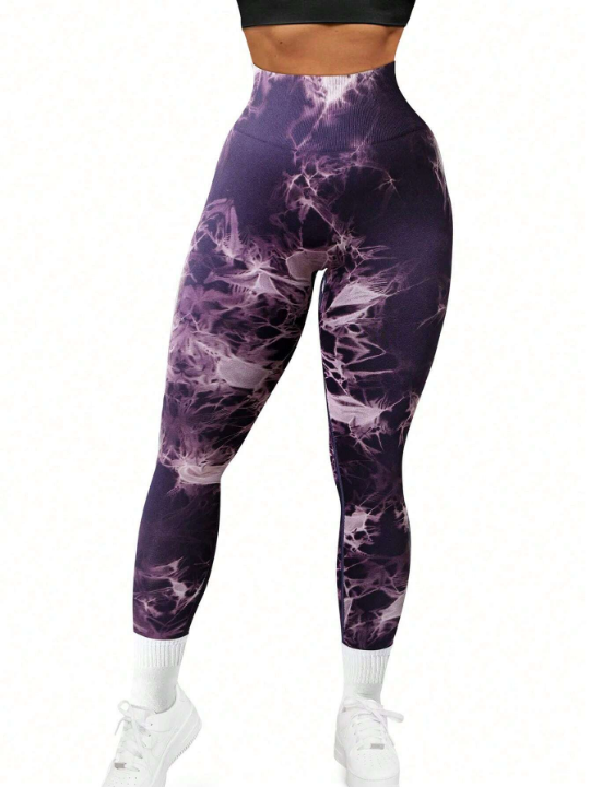 Yoga Basic Tie-Dyed Seamless High-Elasticity Sports Leggings