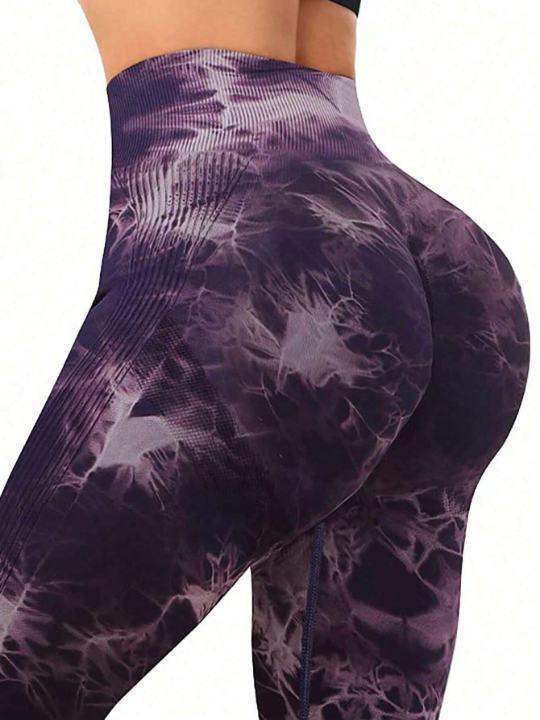 Yoga Basic Tie-Dyed Seamless High-Elasticity Sports Leggings