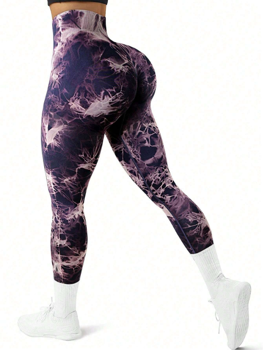 Yoga Basic Tie-Dyed Seamless High-Elasticity Sports Leggings