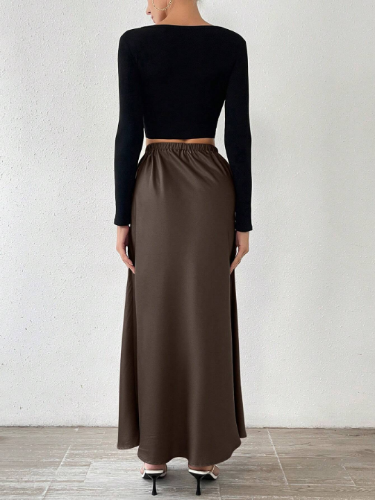 Priv Women's Solid Color Long Skirt