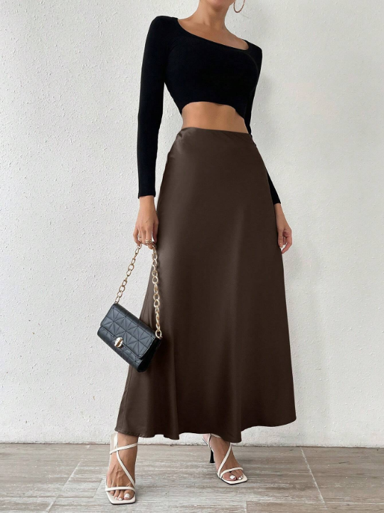 Priv Women's Solid Color Long Skirt