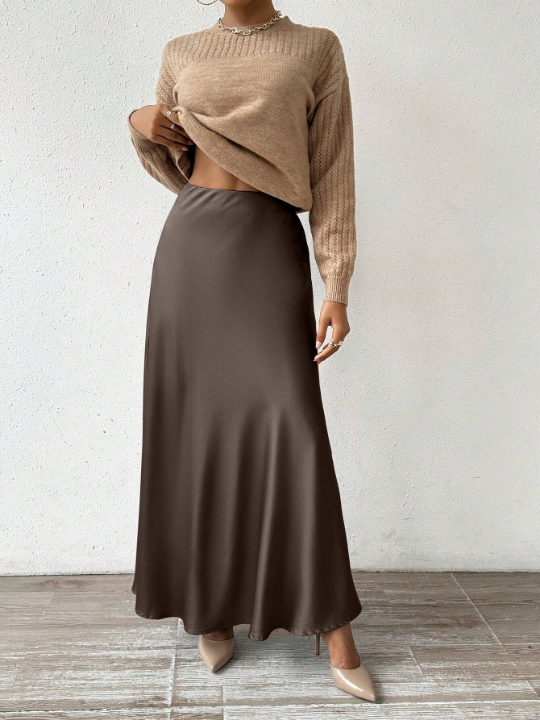 Priv Women's Solid Color Long Skirt