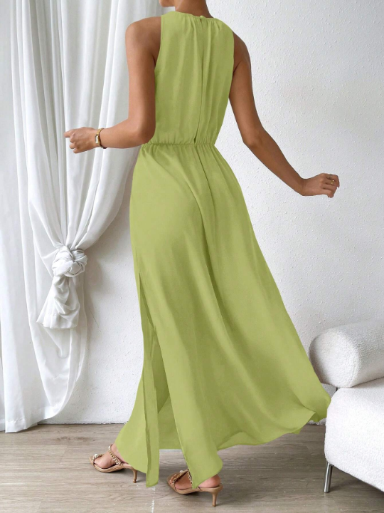 Priv Women's Elegant Off Shoulder Maxi Dress In Solid Color For Summer