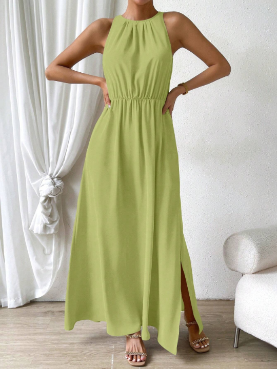 Priv Women's Elegant Off Shoulder Maxi Dress In Solid Color For Summer