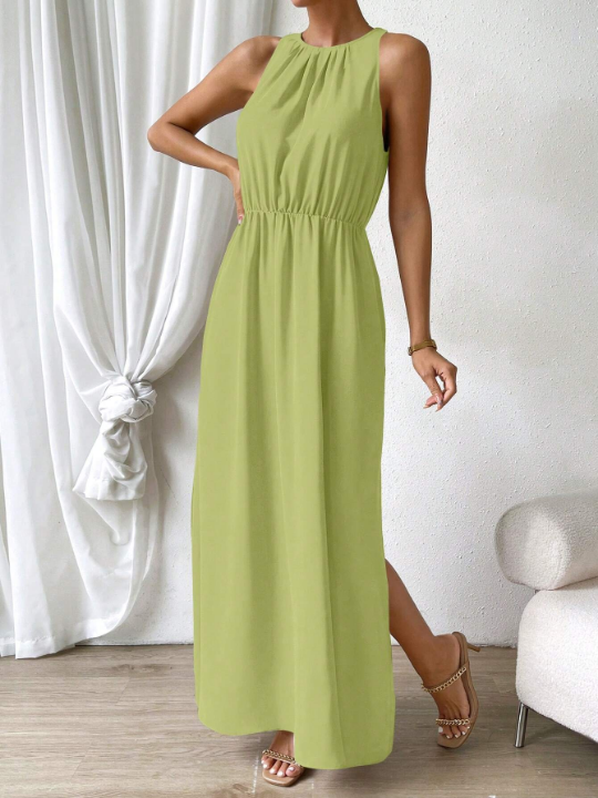 Priv Women's Elegant Off Shoulder Maxi Dress In Solid Color For Summer