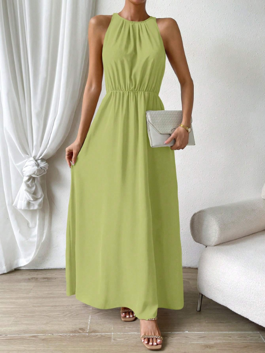 Priv Women's Elegant Off Shoulder Maxi Dress In Solid Color For Summer