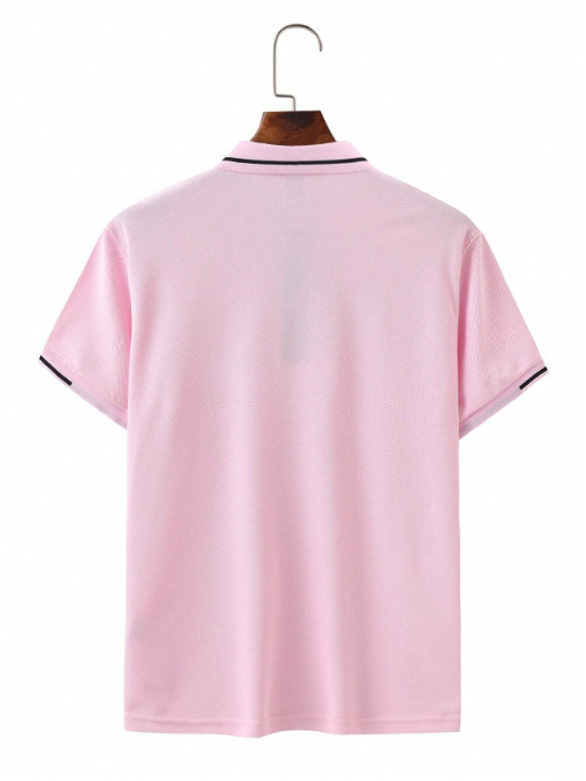 Men's Short Sleeve Polo Shirt With Color Blocking Detail