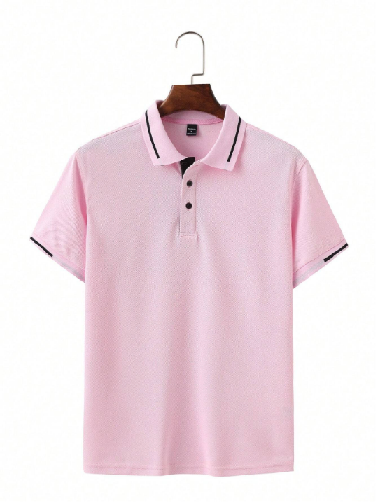 Men's Short Sleeve Polo Shirt With Color Blocking Detail