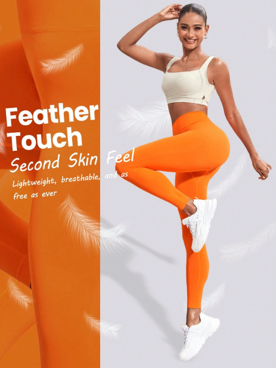 Leisure Solid Color Wide-Waist Sport Leggings