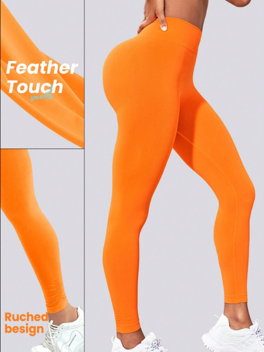 Leisure Solid Color Wide-Waist Sport Leggings