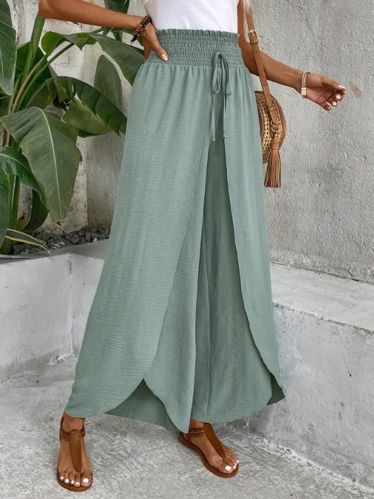 Frenchy Women's Fold Over High Waist Wide Leg Pants