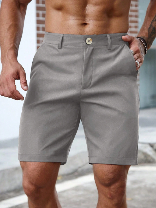 Manfinity Homme Men's Bermuda Shorts In Solid Color With Pockets