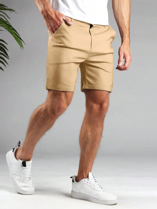 Manfinity Homme Men's Solid Color Casual Fashion Shorts