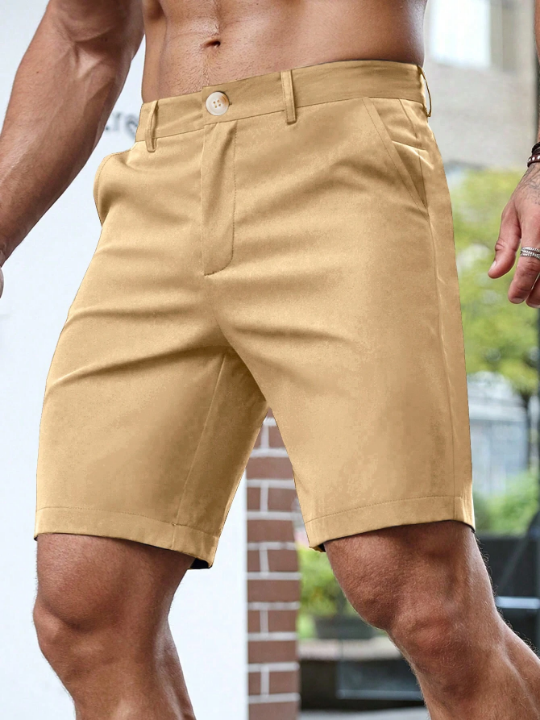 Manfinity Homme Men's Solid Color Casual Fashion Shorts