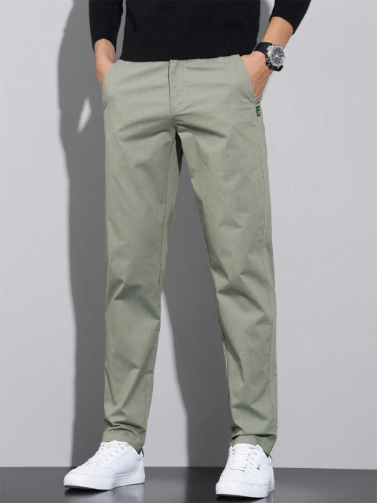 Men's Solid Color Letter Print Pocket Pants