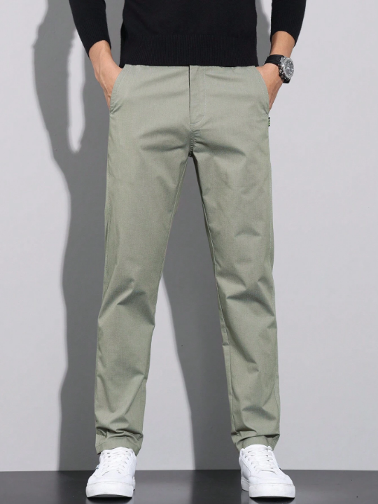 Men's Solid Color Letter Print Pocket Pants