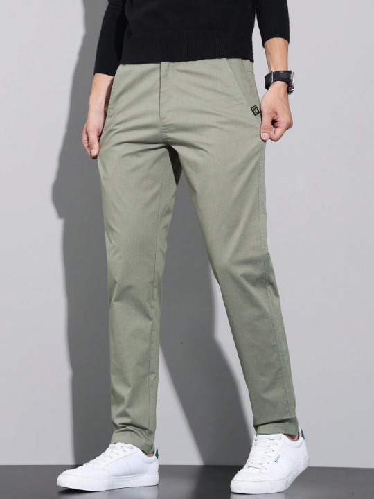 Men's Solid Color Letter Print Pocket Pants