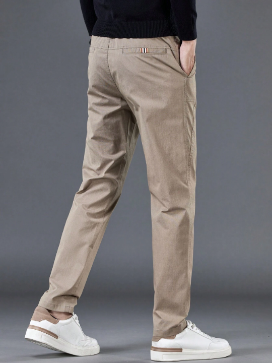 Men's Simple Solid Color Basic Style Casual Pants, Suitable For Spring And Autumn