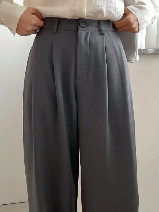 DAZY Women's Simple & Versatile Gray Suit Pants For Work