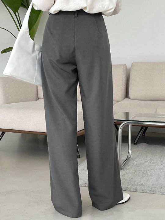 DAZY Women's Simple & Versatile Gray Suit Pants For Work