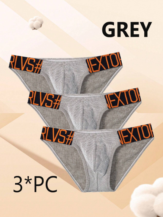 Men's 3pcs/Set Fashionable Sexy Sports Triangle Underwear, High Cut, Pouch Enhancing, Butt Lifting