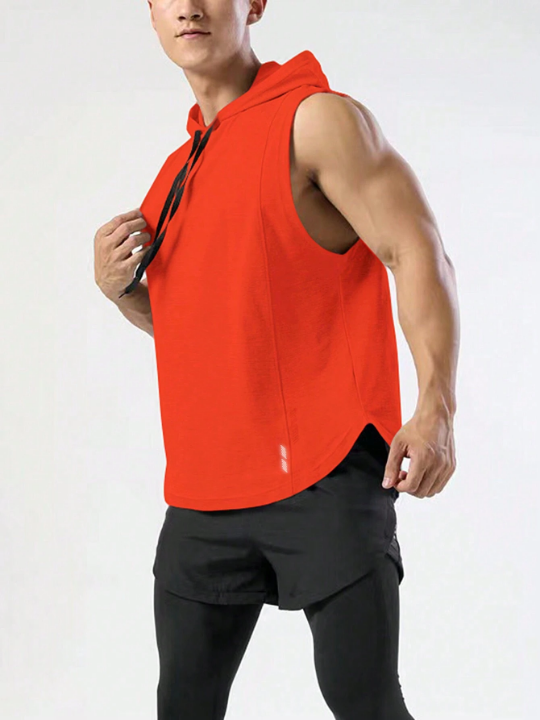 Fitness Men's Solid Color Drawstring Hooded Sports Vest