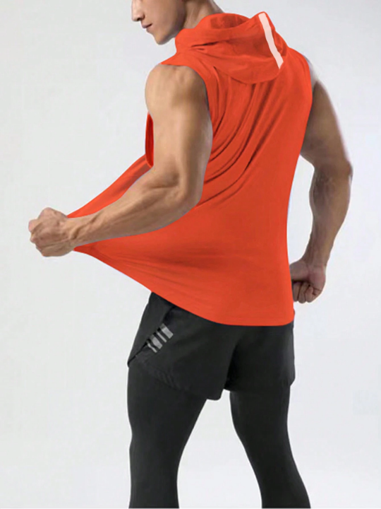 Fitness Men's Solid Color Drawstring Hooded Sports Vest