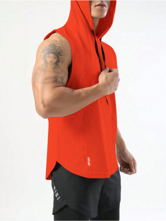 Fitness Men's Solid Color Drawstring Hooded Sports Vest