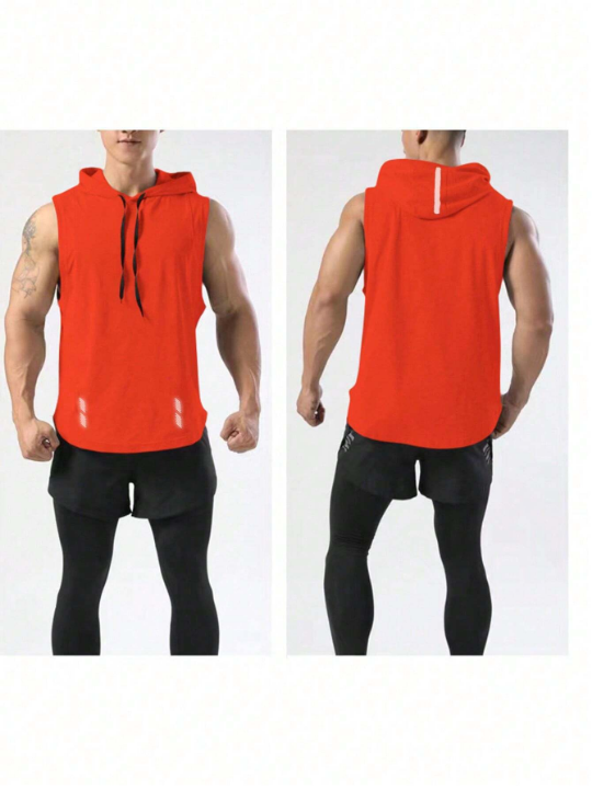 Fitness Men's Solid Color Drawstring Hooded Sports Vest