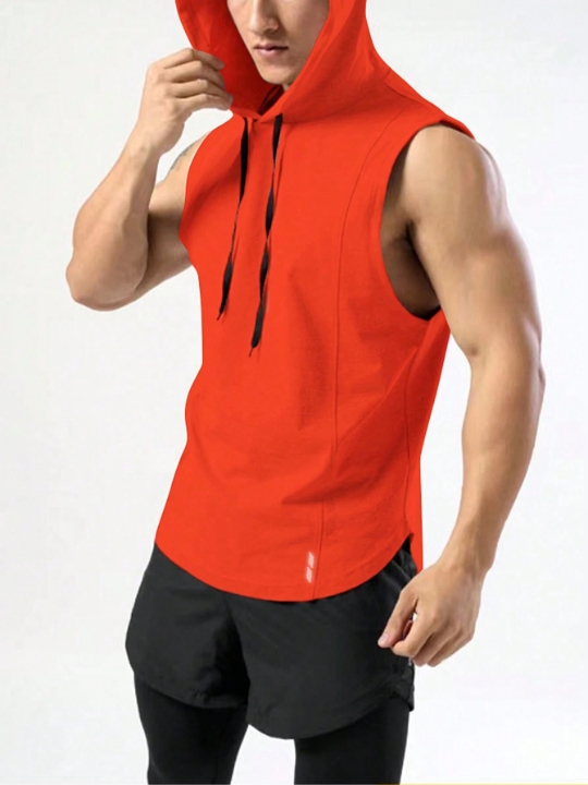 Fitness Men's Solid Color Drawstring Hooded Sports Vest