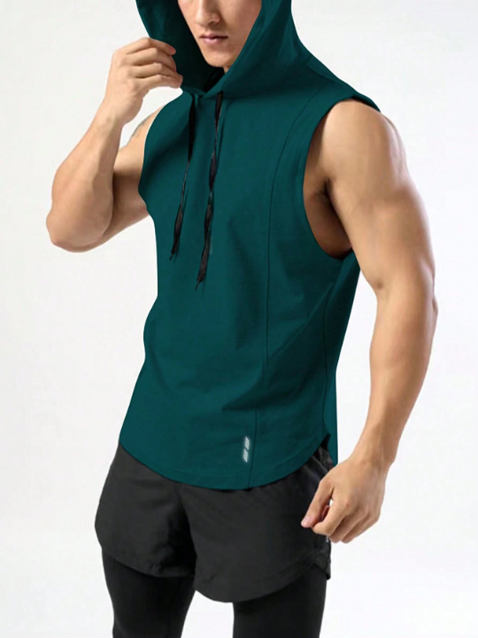 Fitness Men's Drawstring Hooded Sports Tank Top