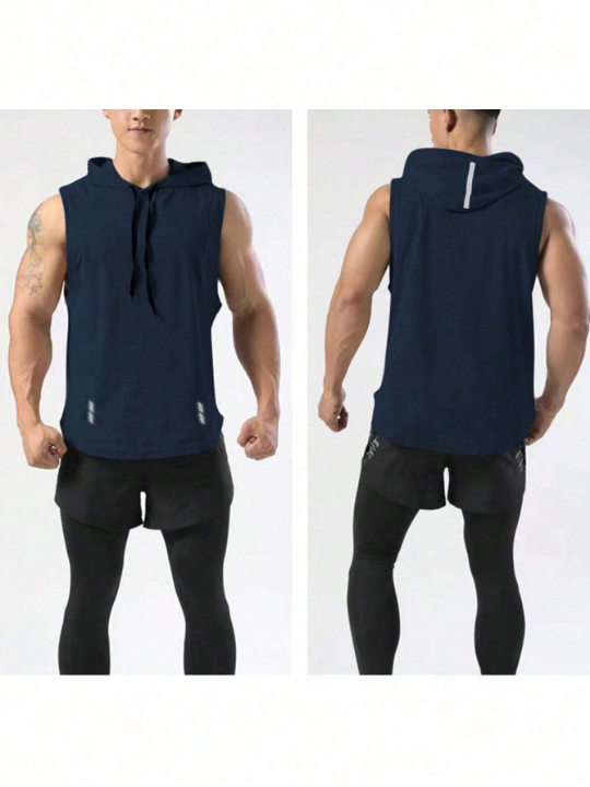 Fitness Men's Solid Color Drawstring Hooded Sports Vest