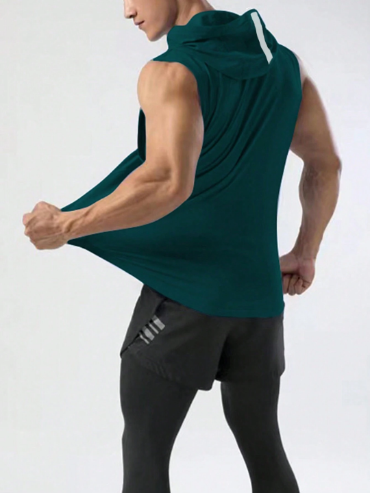 Fitness Men's Drawstring Hooded Sports Tank Top