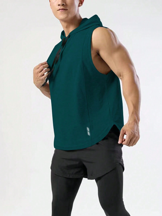 Fitness Men's Drawstring Hooded Sports Tank Top