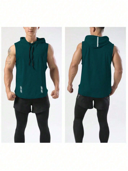 Fitness Men's Drawstring Hooded Sports Tank Top