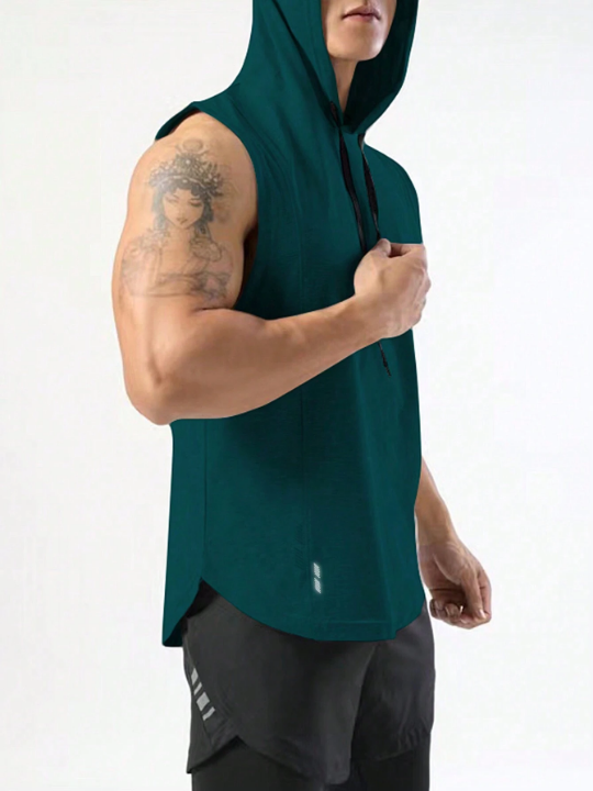 Fitness Men's Drawstring Hooded Sports Tank Top