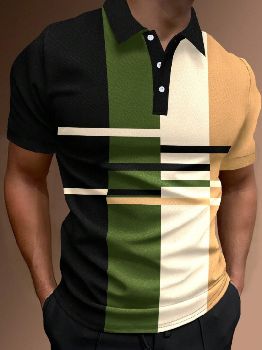 Manfinity Hypemode Men's Color-Block Short Sleeve Polo Shirt