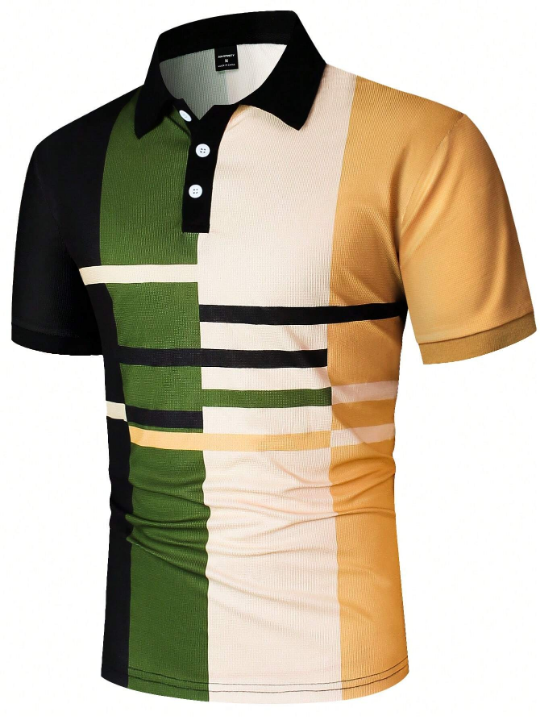 Manfinity Hypemode Men's Color-Block Short Sleeve Polo Shirt