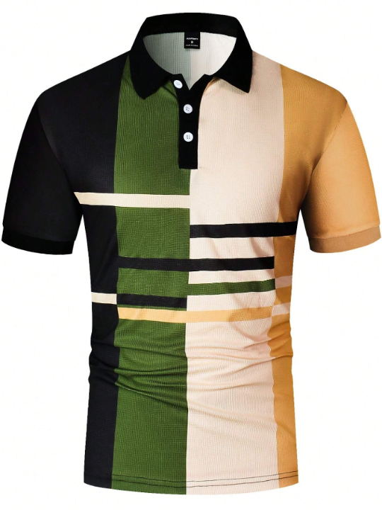 Manfinity Hypemode Men's Color-Block Short Sleeve Polo Shirt