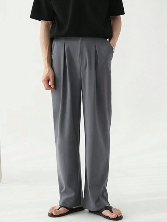 Manfinity Hypemode Loose-Fit Men's Pleated Front Wide Leg Pants