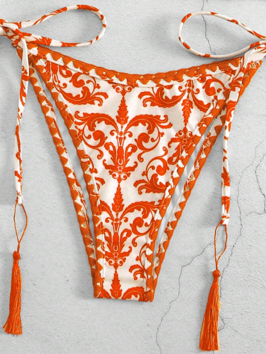 Vintage Printed Two-Piece Swimsuit Set